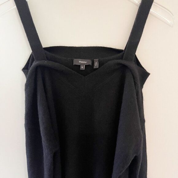 Theory Black Cashmere Cold Shoulder Long Sleeve Sweater Top Size Medium - Picture 2 of 9